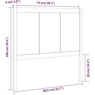 vidaXL Hoofdbord 80,5x4x100 cm massief grenenhout wit