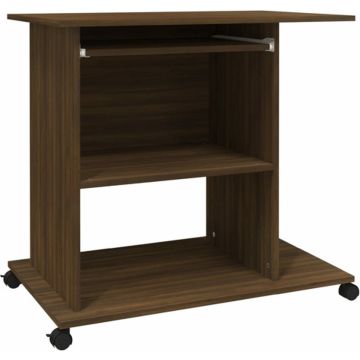 vidaXL Computerbureau 80x50x75 cm bewerkt hout bruineikenkleurig