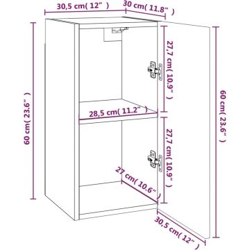 vidaXL Tv-meubel 30,5x30x60 cm bewerkt hout gerookt eikenkleurig