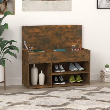 vidaXL Schoenenbankje 80x30x45 cm bewerkt hout gerookt eikenkleurig