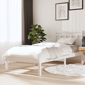 vidaXL Bedframe massief hout wit 90x190 cm 3FT single