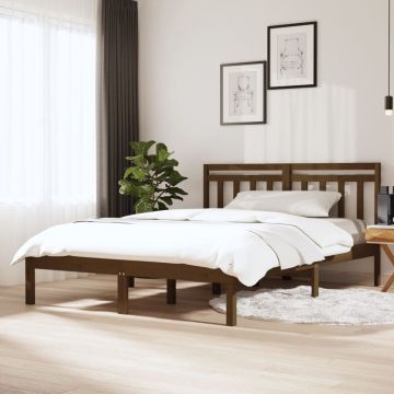 vidaXL Bedframe massief grenenhout honingbruin 120x200 cm