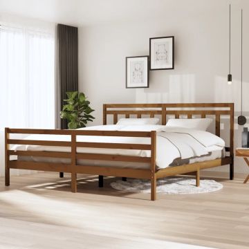 vidaXL Bedframe massief hout honingbruin 200x200 cm