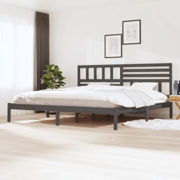 vidaXL Bedframe massief grenenhout grijs 200x200 cm