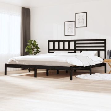 vidaXL Bedframe massief grenenhout zwart 200x200 cm