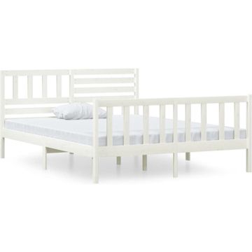 vidaXL Bedframe massief hout wit 120x190 cm 4FT Small Double