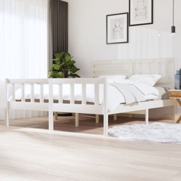 vidaXL Bedframe massief hout wit 180x200 cm 6FT Super King