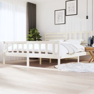 vidaXL Bedframe massief hout wit 200x200 cm