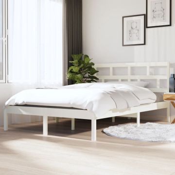 vidaXL Bedframe massief hout wit 120x190 cm 4FT Small Double