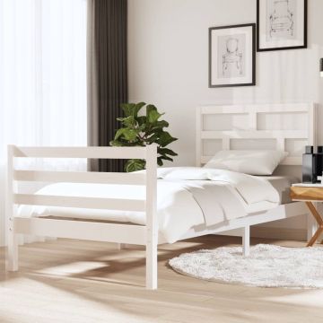 vidaXL Bedframe massief hout wit 90x190 cm 3FT Single