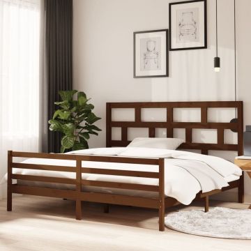 vidaXL Bedframe massief grenenhout honingbruin 200x200 cm