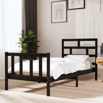 vidaXL Bedframe massief grenenhout zwart 90x190 cm 3FT single