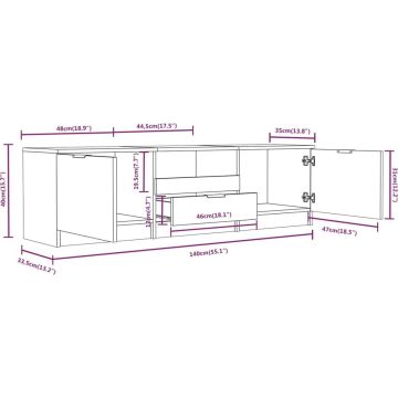 vidaXL Tv-meubel 140x35x40 cm bewerkt hout zwart