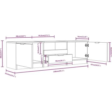 vidaXL Tv-meubel 140x35x40 cm bewerkt hout hoogglans wit