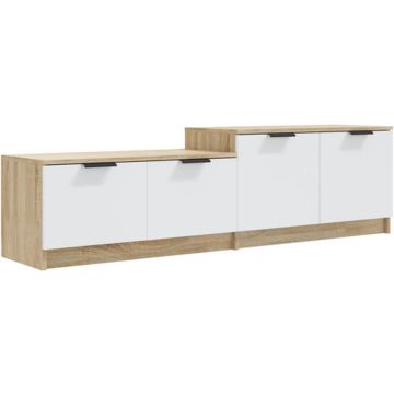 vidaXL Tv-meubel 158,5x36x45 cm bewerkt hout wit en sonoma eikenkleur