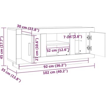 vidaXL Tv-meubel 102x35x45 cm bewerkt hout betongrijs