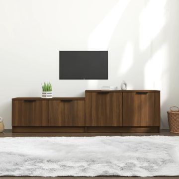 vidaXL Tv-meubel 158,5x36x45 cm bewerkt hout bruineikenkleurig