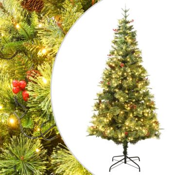 vidaXL Kerstboom met LED's en dennenappels 120 cm PVC en PE groen