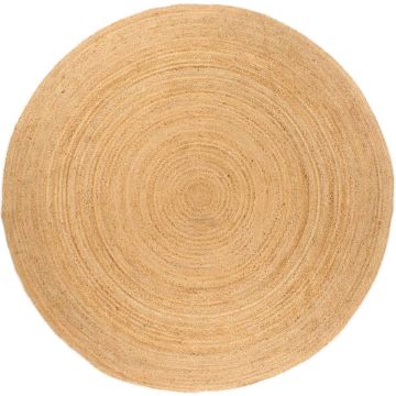 vidaXL Tapijt rond 180 cm gevlochten jute