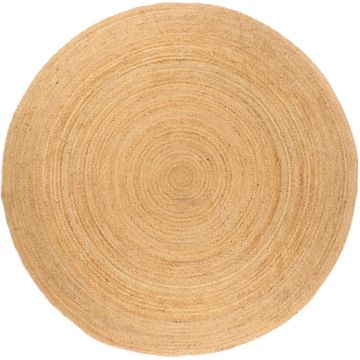 vidaXL Tapijt rond 240 cm gevlochten jute