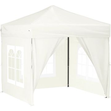 vidaXL Partytent inklapbaar met zijwanden 2x2 m crèmekleurig