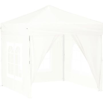 vidaXL Partytent inklapbaar met zijwanden 2x2 m wit