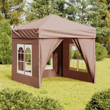 vidaXL Partytent inklapbaar met zijwanden 2x2 m taupe