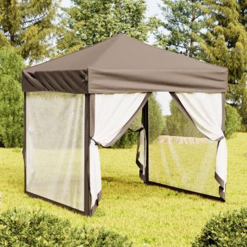 vidaXL Partytent inklapbaar met zijwanden 2x2 m taupe