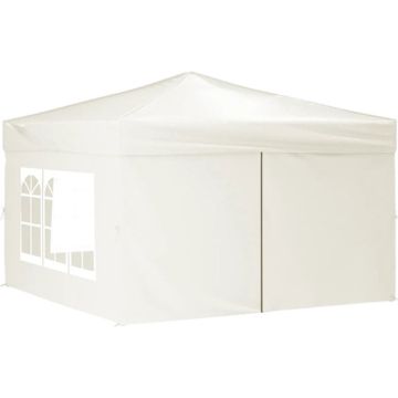 vidaXL Partytent inklapbaar met zijwanden 3x3 m crèmekleurig