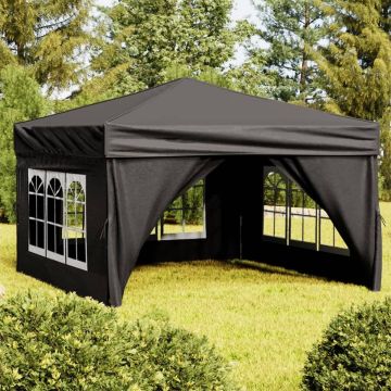 vidaXL Partytent inklapbaar met zijwanden 3x3 m zwart