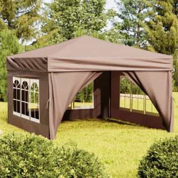 vidaXL Partytent inklapbaar met zijwanden 3x3 m taupe