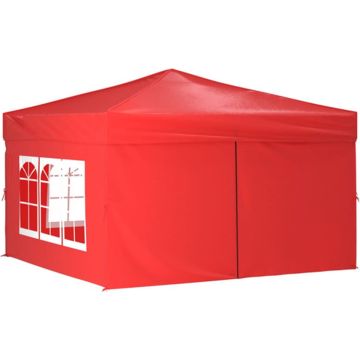 vidaXL Partytent inklapbaar met zijwanden 3x3 m rood