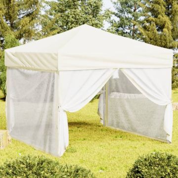 vidaXL Partytent inklapbaar met zijwanden 3x3 m crèmekleurig