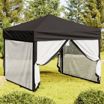 vidaXL Partytent inklapbaar met zijwanden 3x3 m zwart