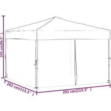 vidaXL Partytent inklapbaar met zijwanden 3x3 m taupe