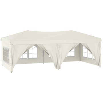 vidaXL Partytent inklapbaar met zijwanden 3x6 m crèmekleurig