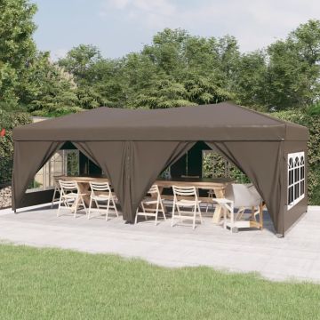 vidaXL Partytent inklapbaar met zijwanden 3x6 m taupe