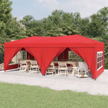 vidaXL Partytent inklapbaar met zijwanden 3x6 m rood