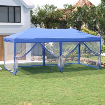 vidaXL Partytent inklapbaar met zijwanden 3x6 m blauw