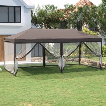 vidaXL Partytent inklapbaar met zijwanden 3x6 m taupe