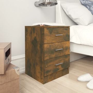 vidaXL Nachtkastjes 2 st 38x35x56 cm bewerkt hout gerookt eikenkleurig