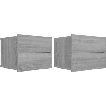 vidaXL Nachtkastjes 2 st 40x30x30 cm bewerkt hout grijs sonoma eiken