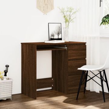 vidaXL Bureau 90x45x76 cm bewerkt hout bruineikenkleurig