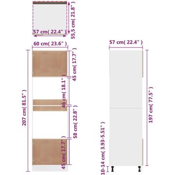 vidaXL Magnetronkast 60x57x207 cm bewerkt hout grijs sonoma eiken