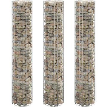 vidaXL Gabion plantenbakken 3 st rond verhoogd Ø30x150 cm staal