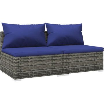 vidaXL 2-delige Loungeset met kussens poly rattan grijs