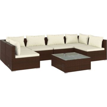 vidaXL 7-delige Loungeset met kussens poly rattan bruin