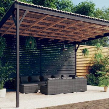 vidaXL 10-delige Loungeset met kussens poly rattan grijs