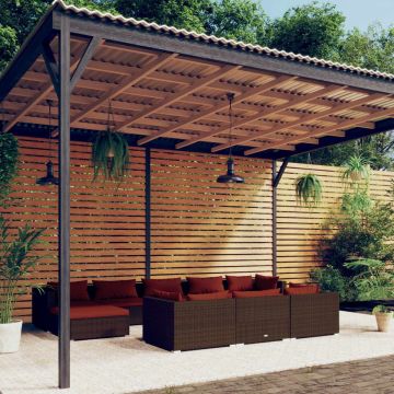 vidaXL 10-delige Loungeset met kussens poly rattan bruin