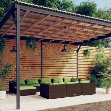 vidaXL 10-delige Loungeset met kussens poly rattan bruin